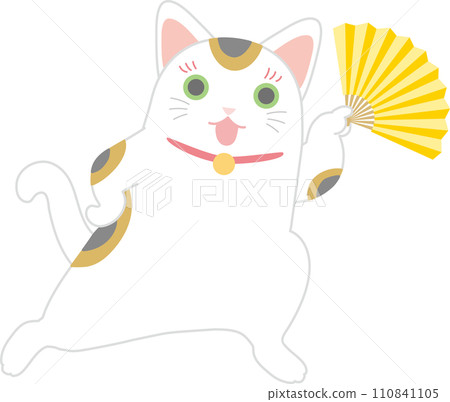 拿著扇子跳舞的招財貓_左手持扇、右手叉腰的招財貓 拿著扇子跳舞的招財貓_左手持扇、右手叉腰的招財貓 110841105
