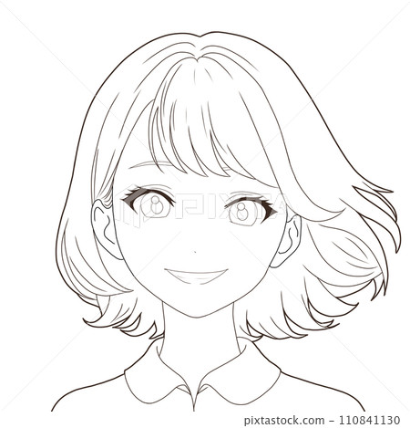 微笑的女性插畫（AI生成圖像）[畫線] 110841130