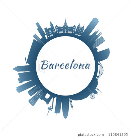 Barcelona skyline with colorful buildings. 110841295