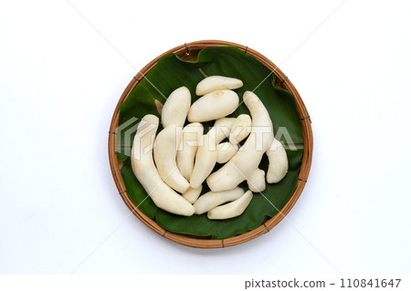 White turmeric peeled on white background. White turmeric peeled on white background. 110841647