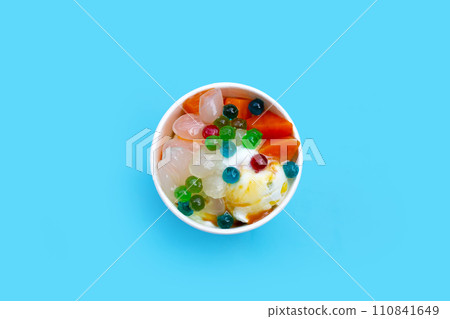 Ice cream cup with topping Ice cream cup with topping 110841649