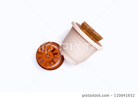 Plastic plant pots, containers on white background. Plastic plant pots, containers on white background. 110841652