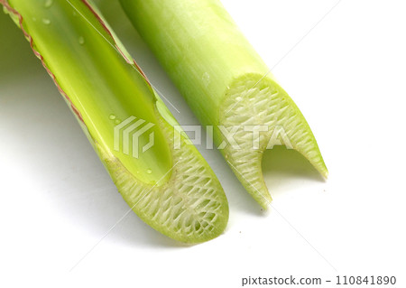 Banana leaf stalk cut slices 110841890