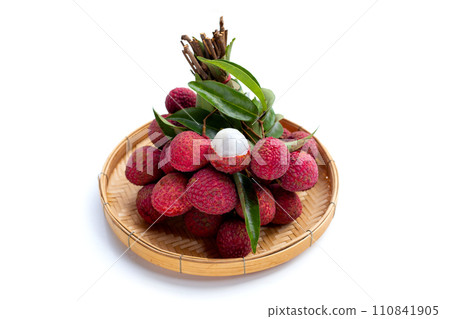 Lychee fruit on white background. Lychee fruit on white background. 110841905