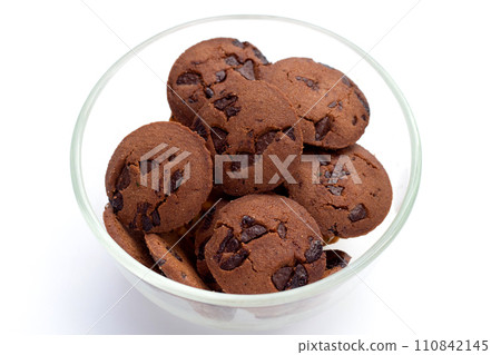 Chocolate chip cookies on white background. Chocolate chip cookies on white background. 110842145