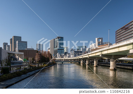 Scenery around Dojima River and Nakanoshima 110842216