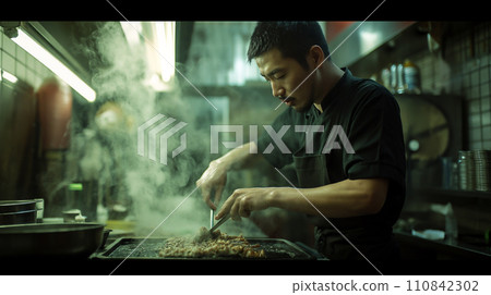 AI image generation man cooking in the kitchen 110842302