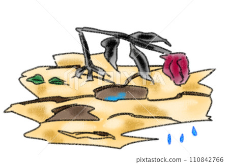 破裂的土地和乾燥花 破裂的土地和乾燥花 110842766