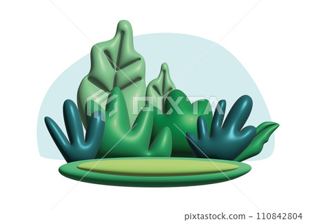 Green 3D stage with plant backdrop template for marketing materials Green 3D stage with plant backdrop template for marketing materials 110842804