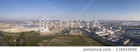 Panorama view of industrial and port area of Ravenna Panorama view of industrial and port area of Ravenna 110843040