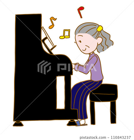 彈鋼琴的老人插畫 110843237