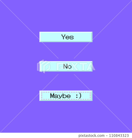 Cartoon Color Button Yes, No and Maybe Set User Interface Element Technology Pc Concept Flat Design Style. Vector illustration Cartoon Color Button Yes, No and Maybe Set User Interface Element Technology Pc Concept Flat Design Style. Vector illustration 110843323