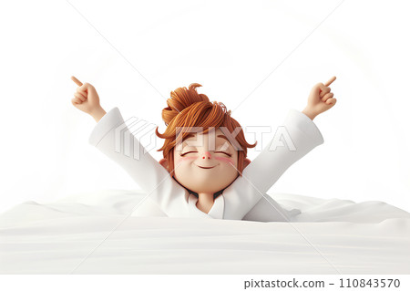 Woman stretching after waking up -2 Woman stretching after waking up -2 110843570