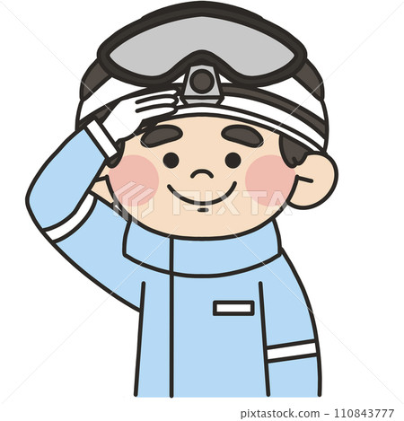 A male emergency worker wearing infection prevention clothing and saluting 110843777