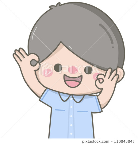 Cute little boy showing finger sign okay 110843845