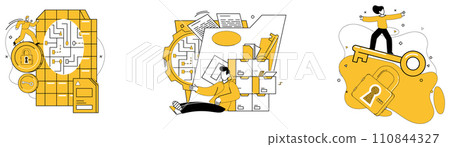 Data analytics vector illustration. Analyzing trends is compass guiding businesses through ever-shifting digital terrain Analytical skills are architects constructing bridges between data Data analytics vector illustration. Analyzing trends is compass guiding businesses through ever-shifting digital terrain Analytical skills are architects constructing bridges between data 110844327