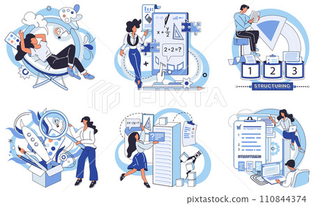 Process optimization vector illustration. Progress in business relies on continual improvement operating methods Innovation and intelligence are key drivers in concept process optimization 110844374