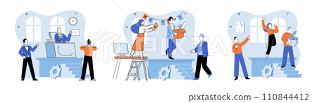 Successful business. Vector illustration. Support from partners, colleagues, and stakeholders is instrumental in reaching goals A successful business excels in marketing strategies and customer 110844412