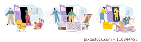 Buying and choosing housing. Vector illustration The house provided comfortable living space The home was filled with warmth and love The property had beautiful garden The estate agent assisted Buying and choosing housing. Vector illustration The house provided comfortable living space The home was filled with warmth and love The property had beautiful garden The estate agent assisted 110844453