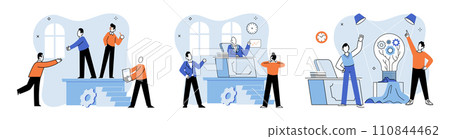 Successful business. Vector illustration. Strategy and planning are crucial for successful projects Creative brainstorming sessions lead to innovative solutions Employment in supportive team promotes Successful business. Vector illustration. Strategy and planning are crucial for successful projects Creative brainstorming sessions lead to innovative solutions Employment in supportive team promotes 110844462