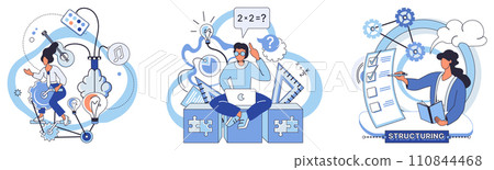 Process optimization vector illustration. Planning is foundation on which successful process optimization is built The concept efficiency is central to success process optimization 110844468