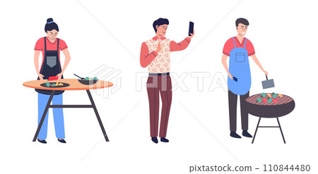 People with smartphone. Vector illustration. The social impact smartphones is evident in way people interact and engage Smartphones have become gateway to digital world for people around globe People with smartphone. Vector illustration. The social impact smartphones is evident in way people interact and engage Smartphones have become gateway to digital world for people around globe 110844480