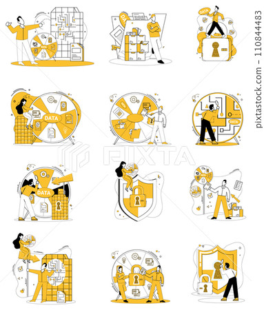 Data analytics vector illustration. Analytics is secret sauce transforms raw data into strategic intelligence Data analytics metaphorically acts as alchemist, turning data into golden insights 110844483