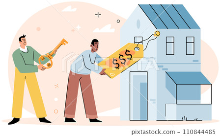 Buying and choosing housing. Vector illustration The residential arewas known for its safety and security The business location played crucial role in its success Choosing right housing option Buying and choosing housing. Vector illustration The residential arewas known for its safety and security The business location played crucial role in its success Choosing right housing option 110844485
