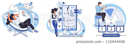Process optimization vector illustration. Strategic development involves optimizing processes for continuous improvement business Technology plays vital role in efficient optimization business 110844486