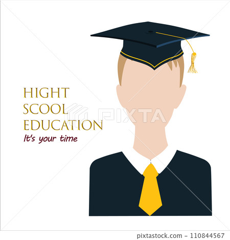 Boy portrait in graduate hats and mantles. Young student avatars in graduation ceremonial clothing. Vector isolated on white Boy portrait in graduate hats and mantles. Young student avatars in graduation ceremonial clothing. Vector isolated on white 110844567