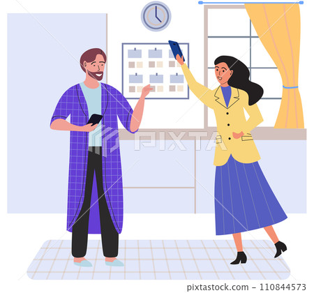 People with smartphone. Vector illustration. Smartphones enable people to call and connect with others within their community The international community is united through use mobile phones 110844573