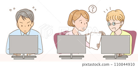 Male and female using a personal computer 110844910