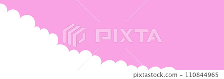 Clouds corner wide bordering. Painted white clouds on pink background. Simple vector illustration. Clouds corner wide bordering. Painted white clouds on pink background. Simple vector illustration. 110844965