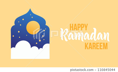 Ramadan Kareem poster, holiday cover. Islamic greeting card, banner template. Trendy beautiful design Ramadan Kareem poster, holiday cover. Islamic greeting card, banner template. Trendy beautiful design 110845044