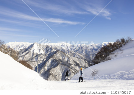 children enjoying snowboarding children enjoying snowboarding 110845057