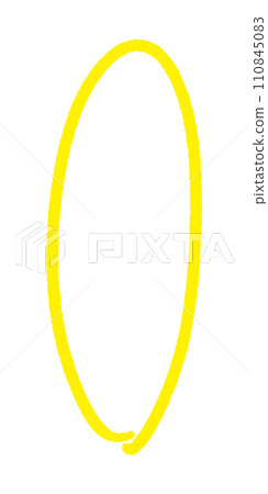 Vertical rough handwritten yellow circle - design material for attention or important marks 110845083