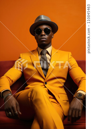 Fashionable Man in Hat and Sunglasses. Generative AI 110845463
