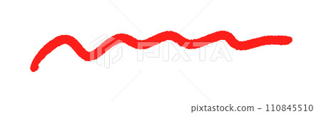粗糙的手寫紅色波浪線-簡約時尚的塗鴉裝飾素材 110845510
