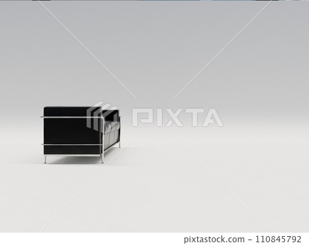 [3DCG] Leather sofa with horizontal background 110845792