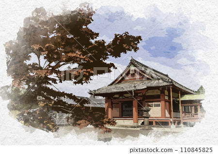 水彩風格，東京台東區寬永寺院內 110845825
