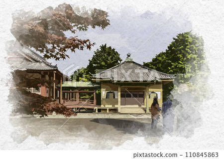 Watercolor style, Kan'eiji temple grounds, Taito-ku, Tokyo 110845863