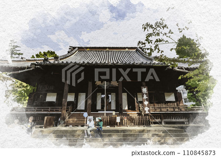 Watercolor style Kan'eiji Temple Konponchudo Taito-ku, Tokyo Watercolor style Kan'eiji Temple Konponchudo Taito-ku, Tokyo 110845873