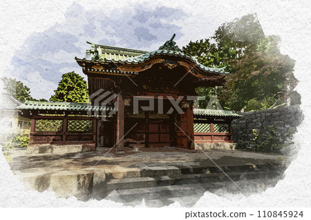 水彩風格寬永寺德川綱吉陵禦畫門東京台東區 110845924