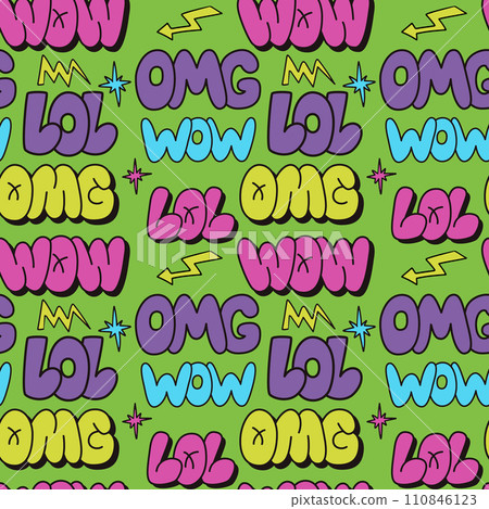Retro 90s style pattern with graffiti words 110846123