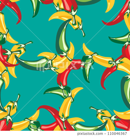 Red hot pepper. Seamless Texture Pattern Vector. Eps. 110846367