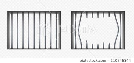 Broken metal prison cell bars Broken metal prison cell bars 110846544