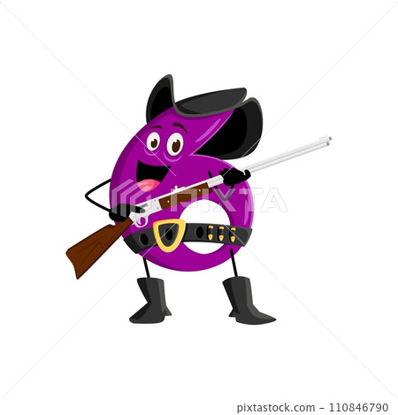 Cartoon math number six cowboy and ranger, sheriff, robber and bandit character. Isolated vector 6 with a rifle, corrals equations, turning arithmetic into an adventurous showdown of learning and fun Cartoon math number six cowboy and ranger, sheriff, robber and bandit character. Isolated vector 6 with a rifle, corrals equations, turning arithmetic into an adventurous showdown of learning and fun 110846790