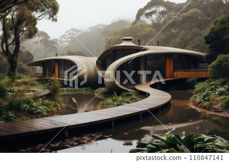 Innovative Architecture in Forest Serenity. Generative AI Innovative Architecture in Forest Serenity. Generative AI 110847141