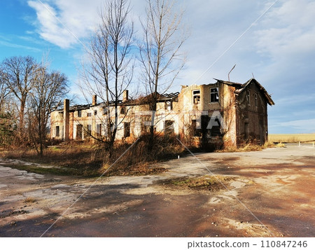 debris of old factory building 110847246