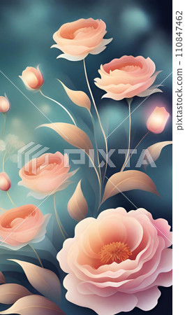 Gradient golden flower wallpapers for I pad, Notebook cover, I phone, tab mobile high quality images 110847462